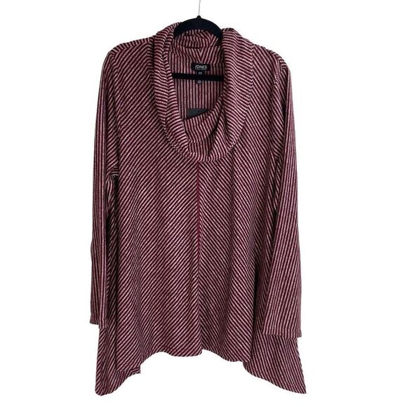 Jones New York Mulled Wine Grey Stripe Cowl Neck Long Sleeve Sweater Size 2X NWT - Picture 1 of 8